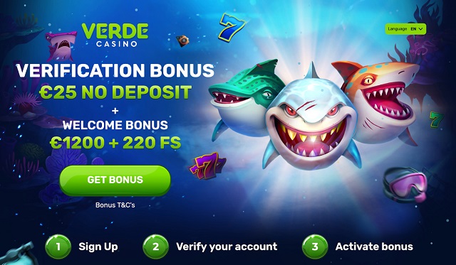 Verde Casino No Deposit Bonus €25 Free on Verification